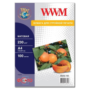 Фотопапір WWM, матовий 230g, m2, A4, 100л (M230.100)