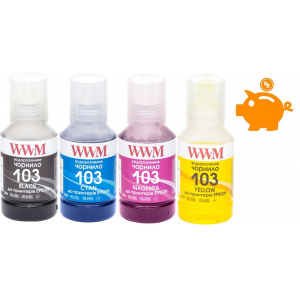 Комплект чорнил WWM 103 для Epson L1110, L3100, L3101, L3110, L3150, L3151 140г х 4 (E103SET4)
