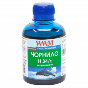 Чорнила WWM H34 для картриджів HP, 200г Cyan водорозчинні (H34/C)