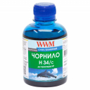 Чорнила WWM H34 для картриджів HP, 200г Cyan водорозчинні (H34/C)